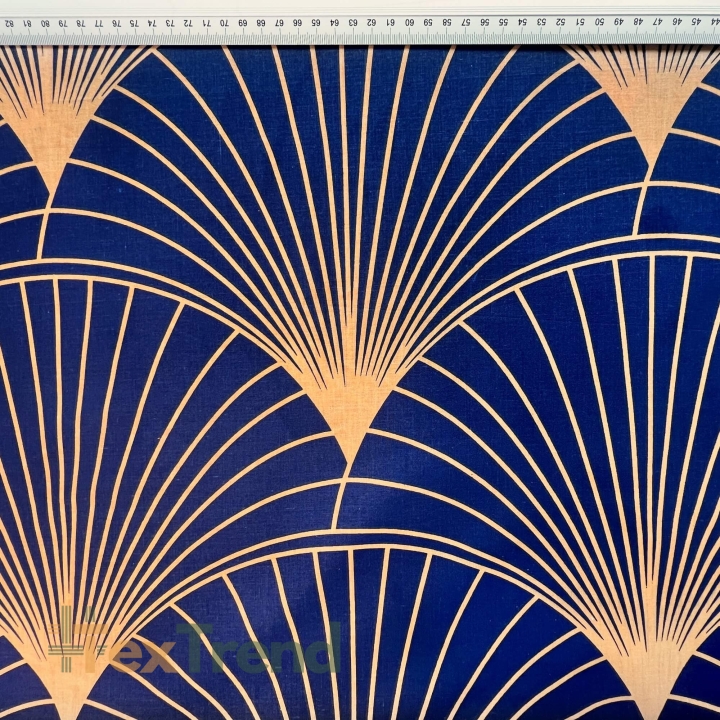 Baumwolle 100% Fächer orange-navy  