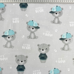 Baumwolle 100% Baby-Boy-Bären auf grauem Hintergrund  