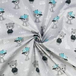 Baumwolle 100% Baby-Boy-Bären auf grauem Hintergrund  