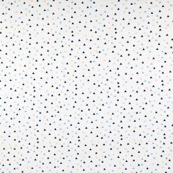 Baumwolle 100% Mini-Dreiecke in blau-apricot auf weißem Hintergrund  