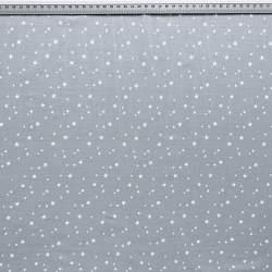 Baumwolle 100% weiße Sternchen auf grauem Hintergrund  
