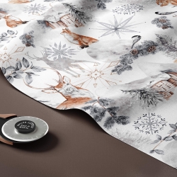 Baumwolle 100% Winterwald grau-braun  