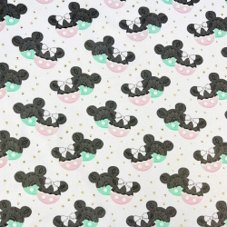 Baumwolle 100% Miki Kekse rosa-minze auf weißem Hintergrund  