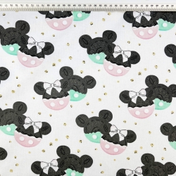 Baumwolle 100% Miki Kekse rosa-minze auf weißem Hintergrund  