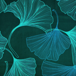 100% Baumwolle mit Ginkgo-Blättern auf grünem Hintergrund  