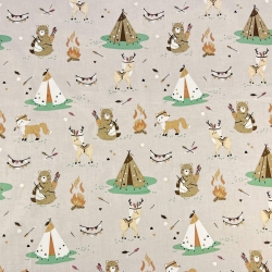 Baumwolle 100% indianische Rehkitze auf beigem Hintergrund