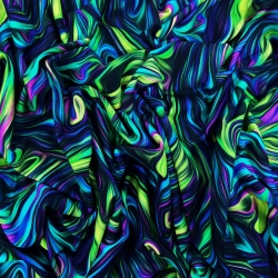 Jersey Strickstoff abstrakt grün-rosa auf schwarzem Hintergrund - Digitaldruck  