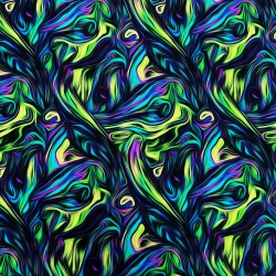 Jersey Strickstoff abstrakt grün-rosa auf schwarzem Hintergrund - Digitaldruck  