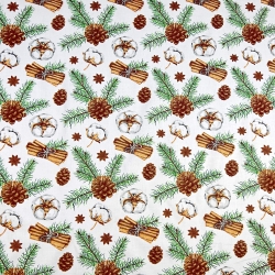 Baumwolle 100% Weihnachtsmuster Baumwollblumen mit Zimt  