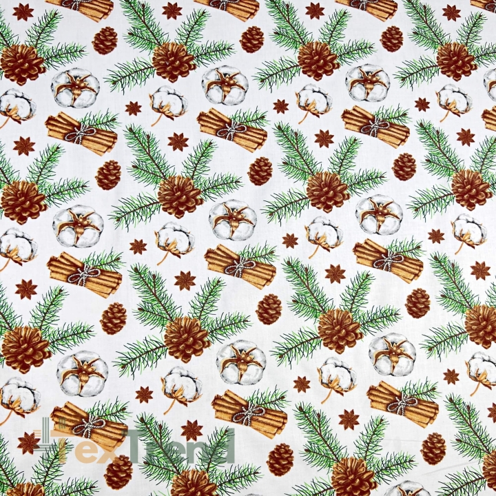Baumwolle 100% Weihnachtsmuster Baumwollblumen mit Zimt  