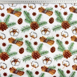 Baumwolle 100% Weihnachtsmuster Baumwollblumen mit Zimt  