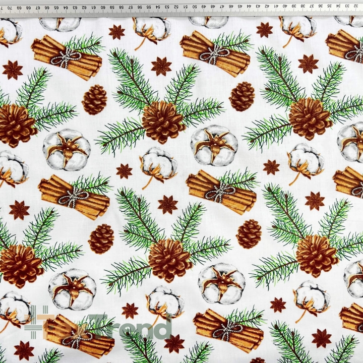 Baumwolle 100% Weihnachtsmuster Baumwollblumen mit Zimt  