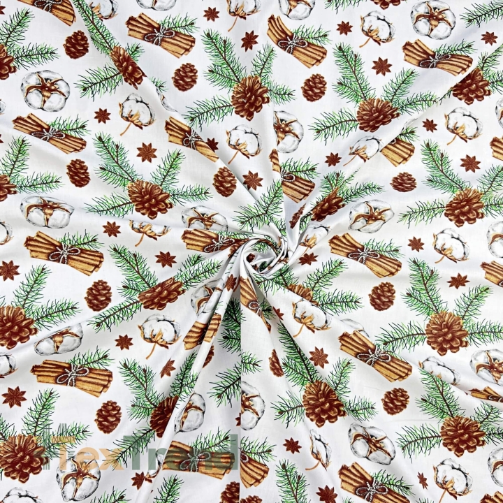 Baumwolle 100% Weihnachtsmuster Baumwollblumen mit Zimt  