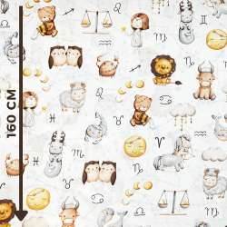 Baumwolle 100% Tiere Sternzeichen auf weißem Hintergrund  