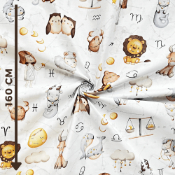 Baumwolle 100% Tiere Sternzeichen auf weißem Hintergrund  