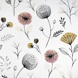 Baumwolle 100% Mohnblumen auf weißem Hintergrund  