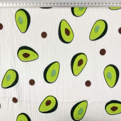 Musselin Double Gauze bedruckt mit Avocados  