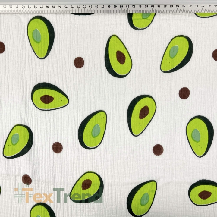 Musselin Double Gauze bedruckt mit Avocados  