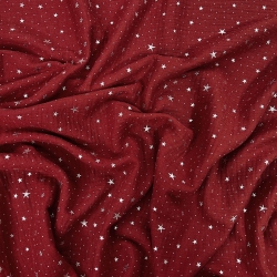 Baumwolle Musselin Double Gauze ziegelrot (Chilli Oil) mit silbernen Sternen  