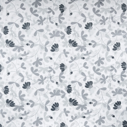 Baumwolle 100% Blumen grau graphit auf weißem Hintergrund  