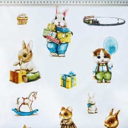 Baumwolle 100% Tiere auf Geburtstagsfeiern auf weißem Hintergrund  