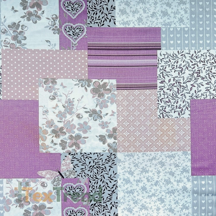Baumwolle 100% Patchwork braun rosa grau  