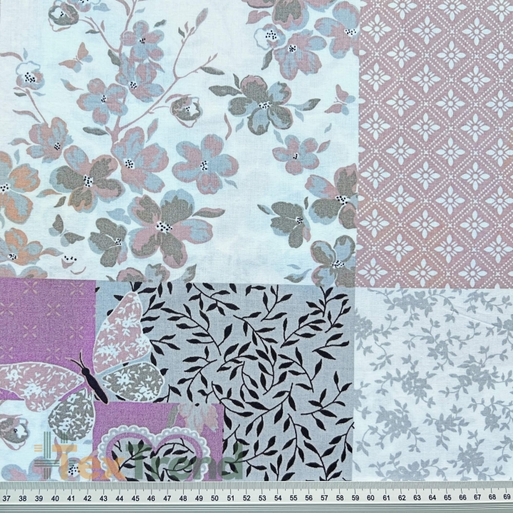 Baumwolle 100% Patchwork braun rosa grau  