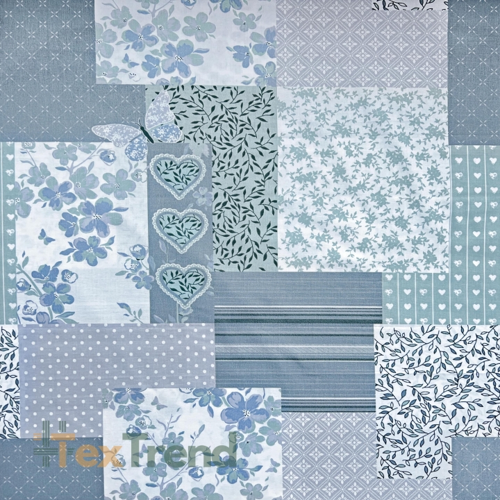 Baumwolle 100% Patchwork salbeigrün grau  