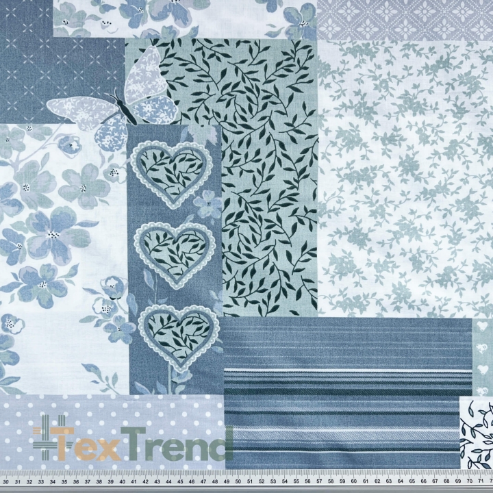 Baumwolle 100% Patchwork salbeigrün grau  