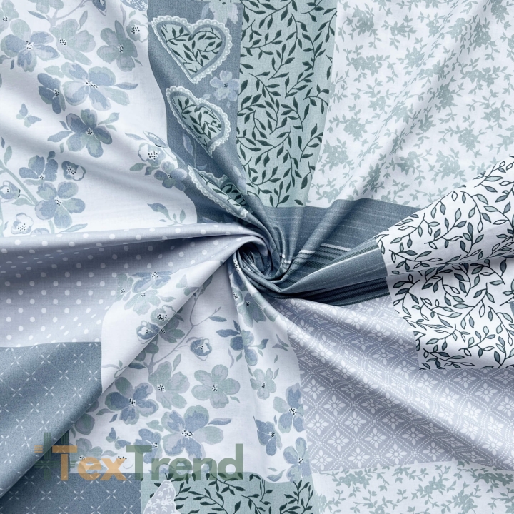 Baumwolle 100% Patchwork salbeigrün grau  