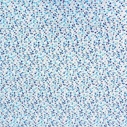 Baumwolle 100% Wiese blau-dunkelblau auf weißem Hintergrund  