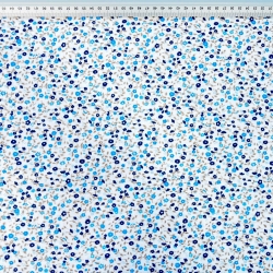 Baumwolle 100% Wiese blau-dunkelblau auf weißem Hintergrund  