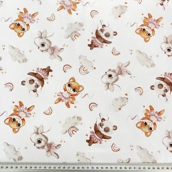 Baumwolle 100% Balletttiere auf weißem Hintergrund  