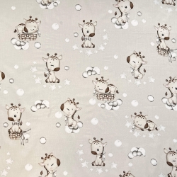 Baumwolle 100% Baby-Giraffen beige auf beigem Hintergrund  