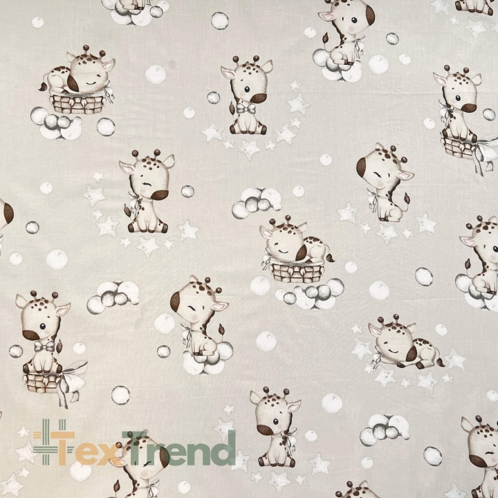 Baumwolle 100% Baby-Giraffen beige auf beigem Hintergrund  