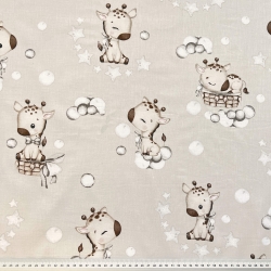 Baumwolle 100% Baby-Giraffen beige auf beigem Hintergrund  