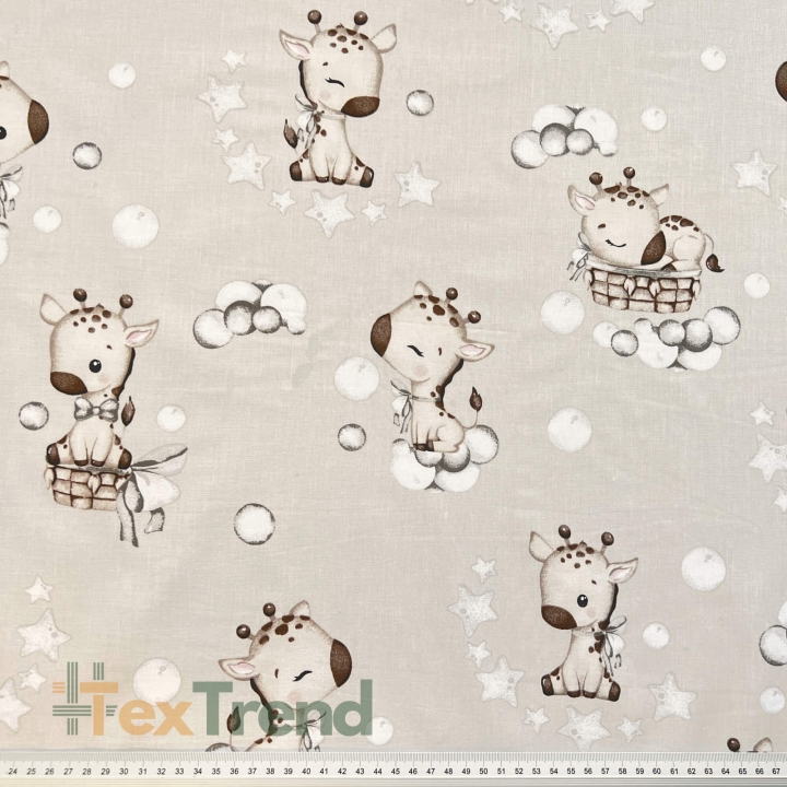 Baumwolle 100% Baby-Giraffen beige auf beigem Hintergrund  