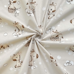 Baumwolle 100% Baby-Giraffen beige auf beigem Hintergrund  