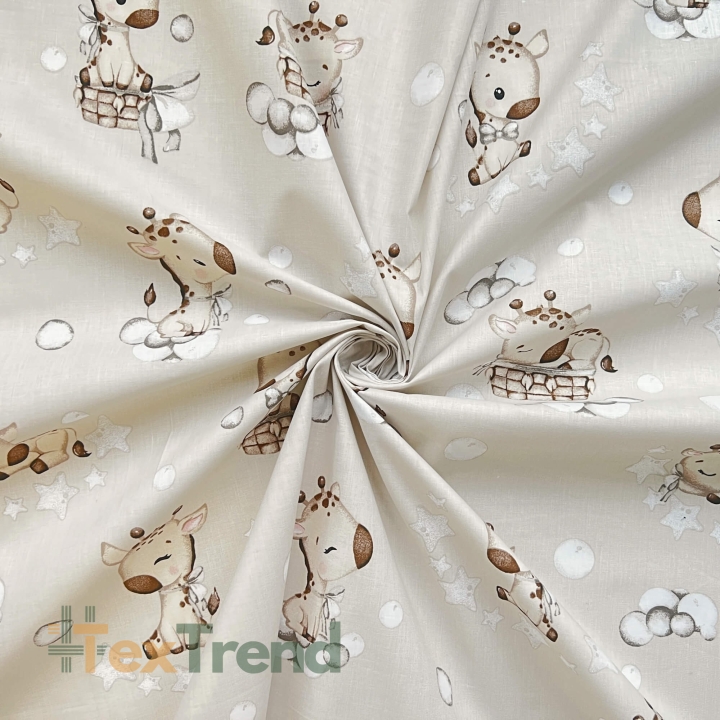 Baumwolle 100% Baby-Giraffen beige auf beigem Hintergrund  