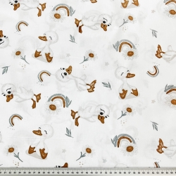 Baumwolle 100% Entenküken mit Kamille auf weißem Hintergrund  