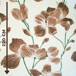 Baumwolle 100% große braune Magnolienblüten auf ecrufarbenem Hintergrund - 220 cm  