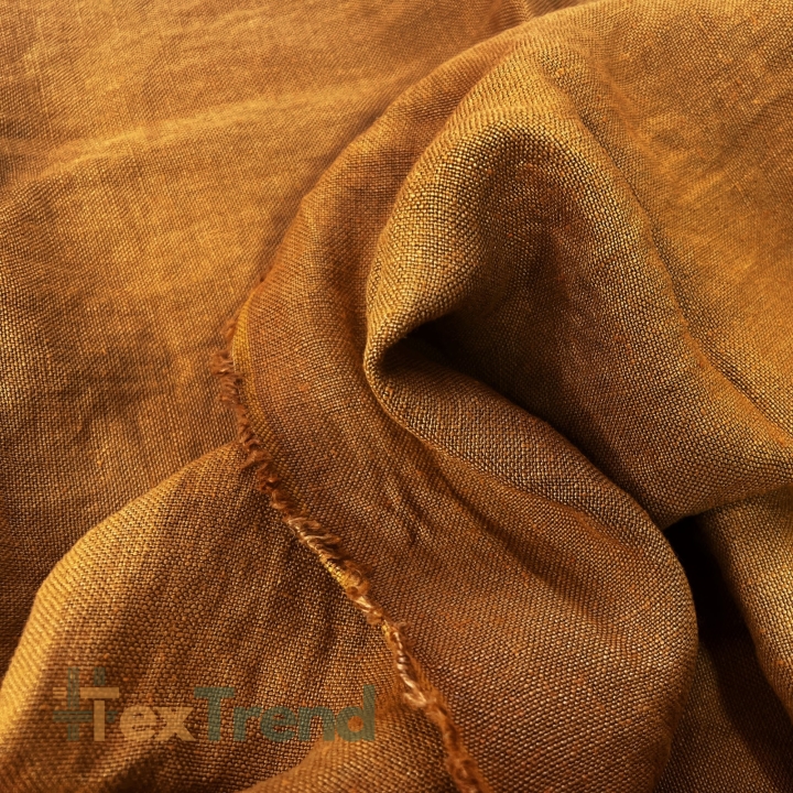 Leinen Vorhangstoff - 380g - 145cm - Kürbisfarbe  
