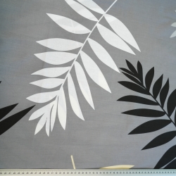 Baumwolle 100% große Blätter auf grauem Hintergrund - 220 cm  