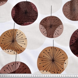 Baumwolle 100% Pusteblumen beige-braun auf weißem Hintergrund  