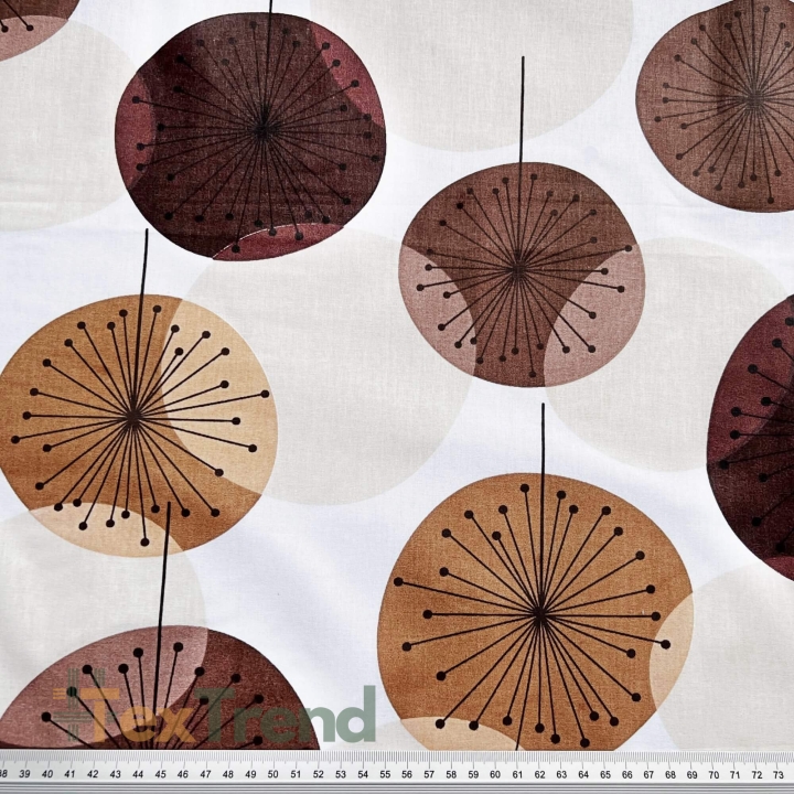 Baumwolle 100% Pusteblumen beige-braun auf weißem Hintergrund  
