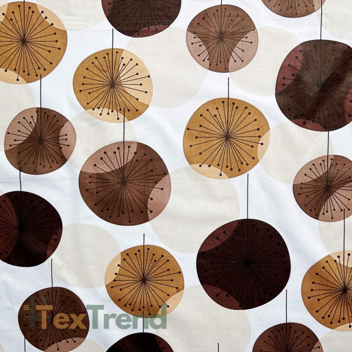 Baumwolle 100% Pusteblumen beige-braun auf weißem Hintergrund  