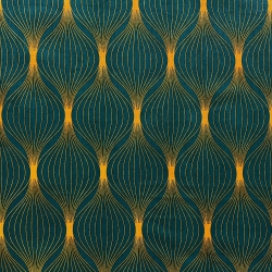 Baumwolle 100% goldene Kreisel auf grünem Hintergrund  