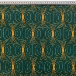 Baumwolle 100% goldene Kreisel auf grünem Hintergrund  