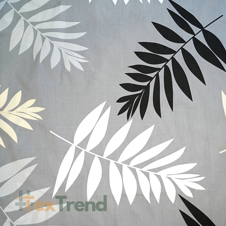 Baumwolle 100% große Blätter auf grauem Hintergrund  