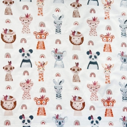 100% Baumwolle Indianerköpfe auf weißem Hintergrund  